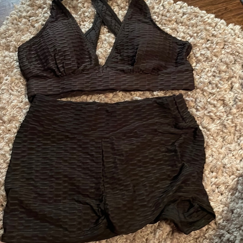 Bra with biker shorts new no tag Xl